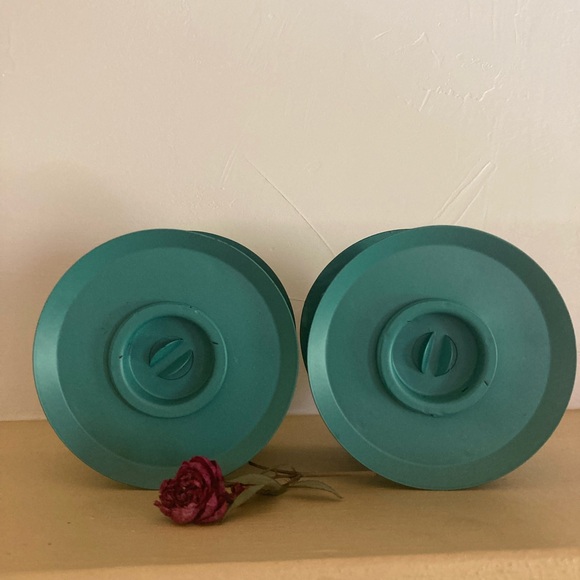 Two Decorative Teal Blue Metal Mini Tea Light Lanterns - Picture 7 of 9